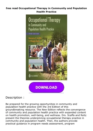 free download [pdf] Occupational Therapy in Community and Population Health
