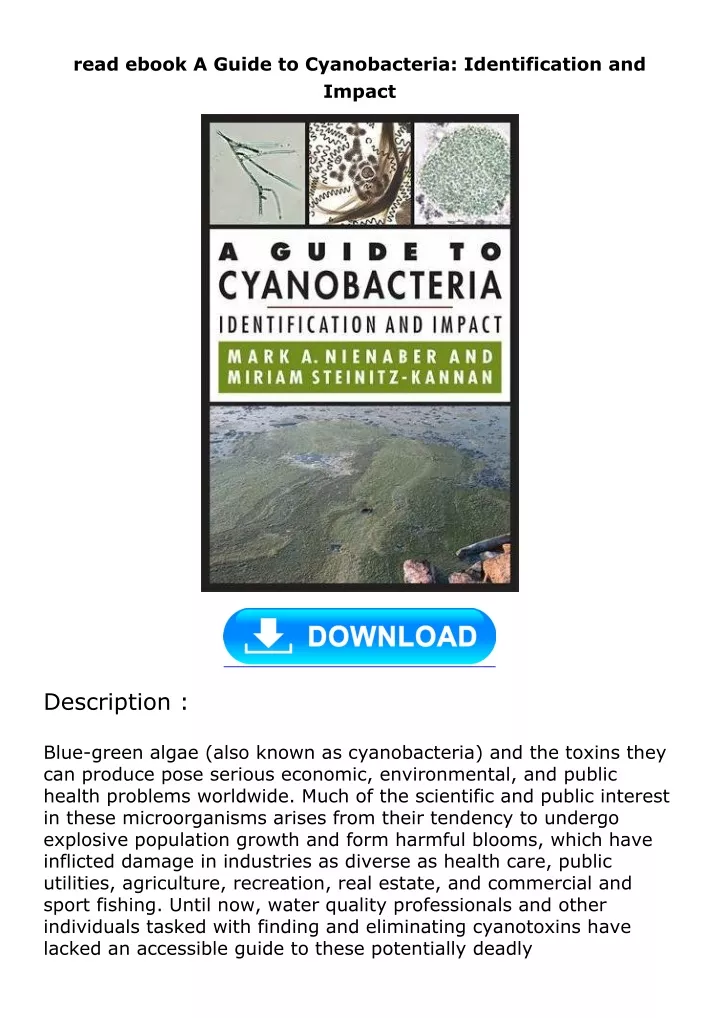 read ebook a guide to cyanobacteria