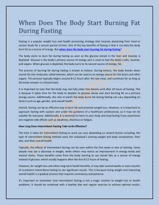 when does the body start burning fat during fasting