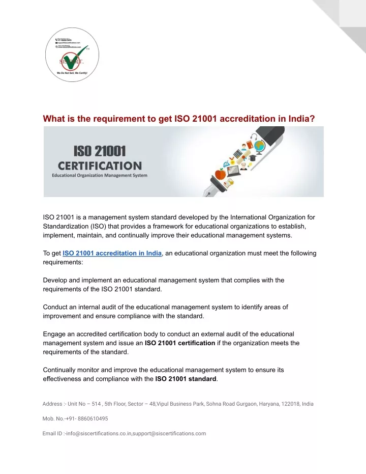 what is the requirement to get iso 21001