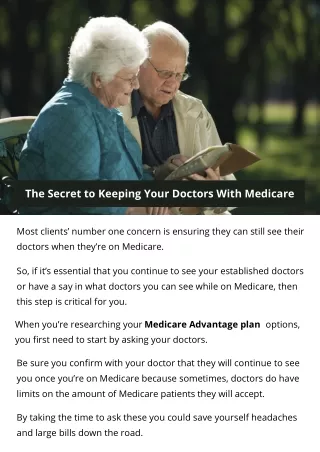 The Secret to Keeping Your Doctors With Medicare