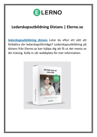 Ledarskapsutbildning Distans | Elerno.se