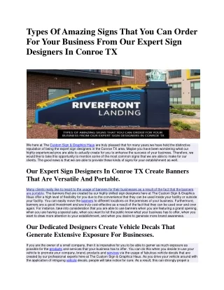 Types Of Amazing Signs That You Can Order For Your Business From Our Expert Sign Designers In Conroe TX