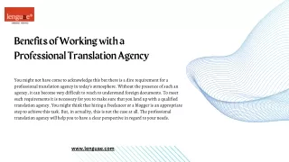 Benefits of Working with a Professional Translation Agency