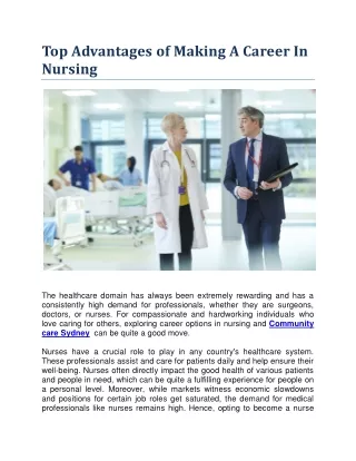 Top Advantages of Making A Career In Nursing