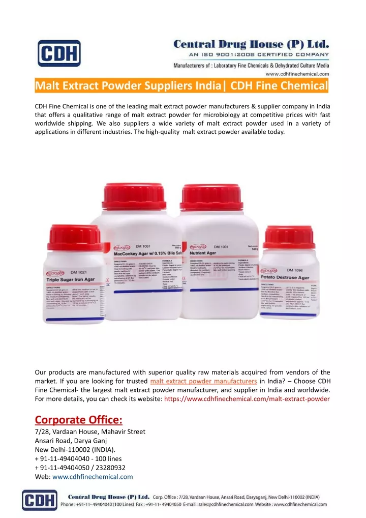 malt extract powder suppliers india cdh fine