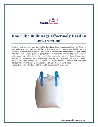 How Fibc Bulk Bags Effectively Used In Construction?