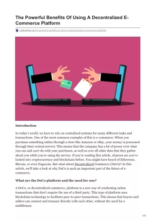 the powerful benefits of using a decentralized