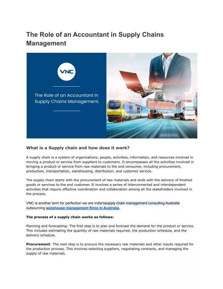 the role of an accountant in supply chains