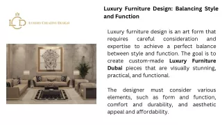 Luxury Furniture Dubai- Luxury Creative Design Dubai