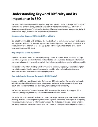 understanding keyword difficulty