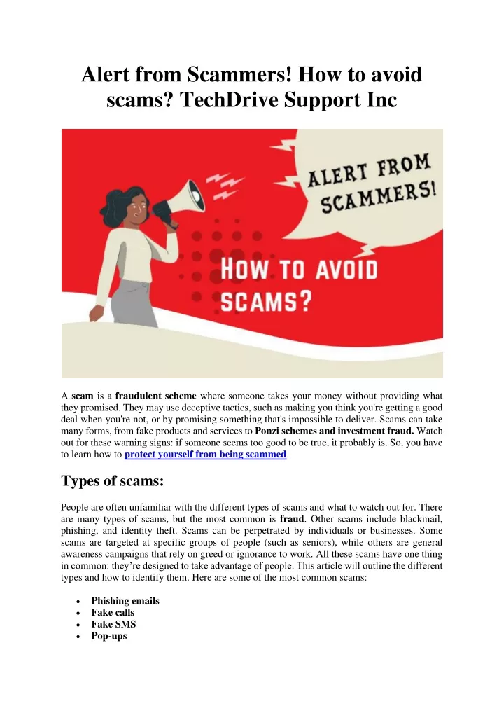 alert from scammers how to avoid scams techdrive