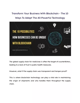 transform your business with blockchain the 10