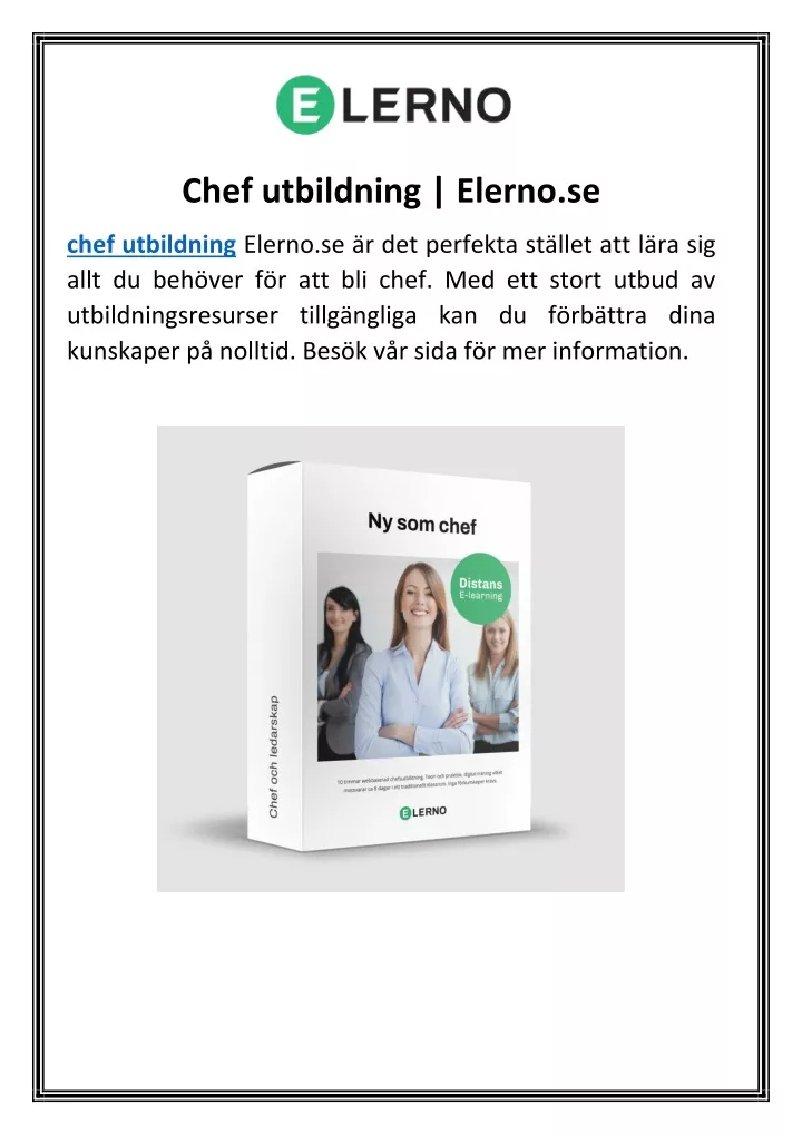 chef utbildning elerno se