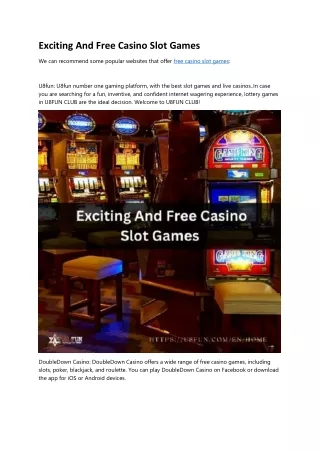 Exciting And Free Casino Slot Games