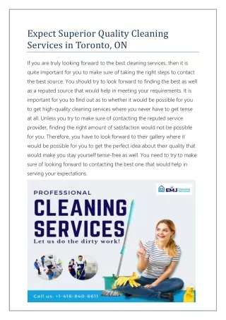 Superior Quality Cleaning Services in Toronto, ON