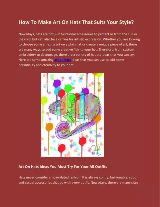 how to make art on hats that suits your style