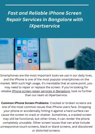 Get Your iPhone Screen Repaired Fast and Hassle-Free with IXpertservice in Banga