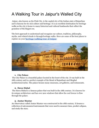 A Walking Tour in Jaipur's Walled City