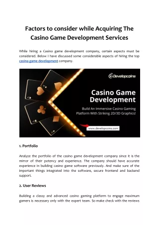 factors to consider while acquiring the casino