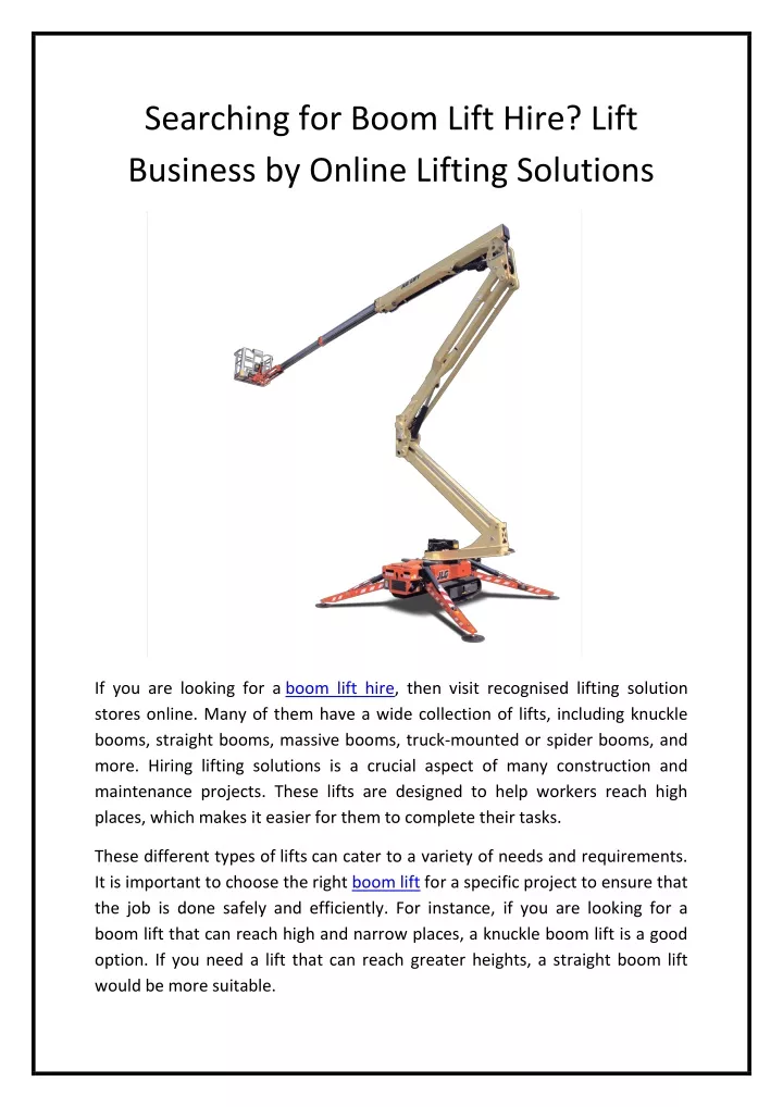 searching for boom lift hire lift business