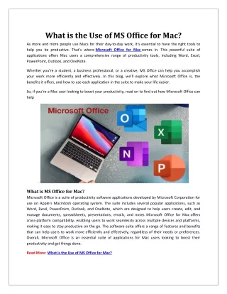 What is the Use of MS Office for Mac