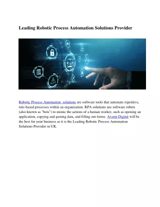 Leading Robotic Process Automation Solutions Provider- Avenir Digital