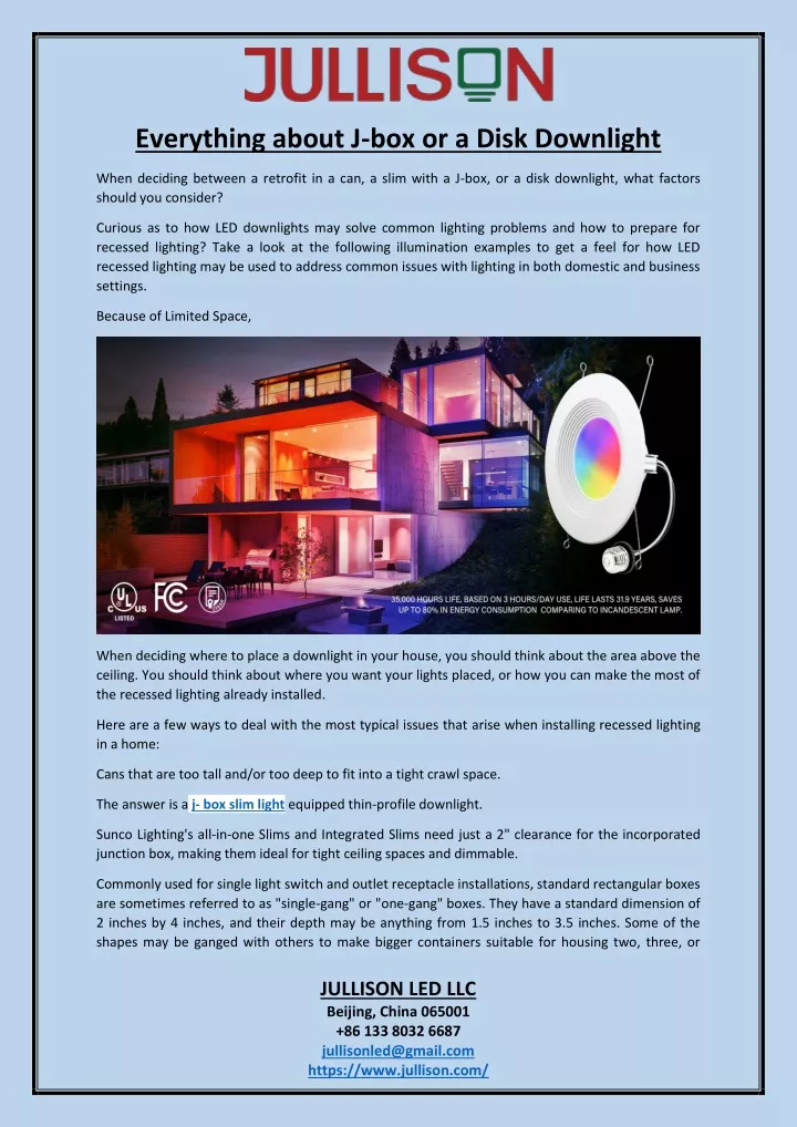 everything about j box or a disk downlight