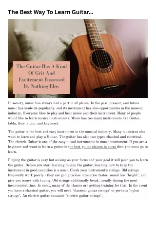 The Best Way To Learn Guitar...