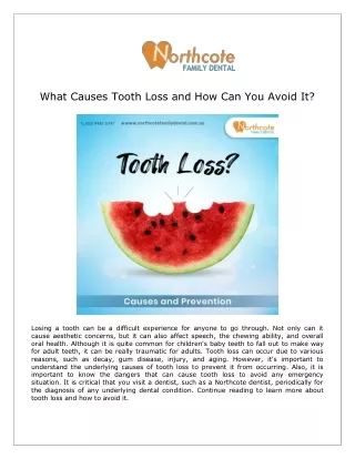 what causes tooth loss and how can you avoid it