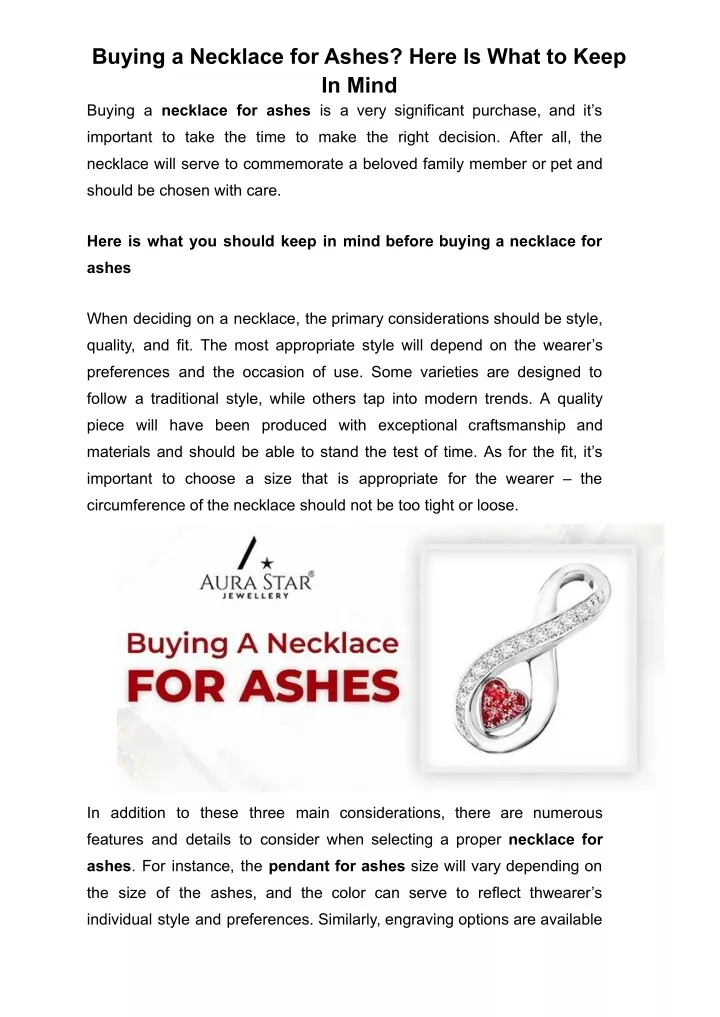 buying a necklace for ashes here is what to keep