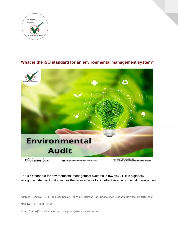 what is the iso standard for an environmental
