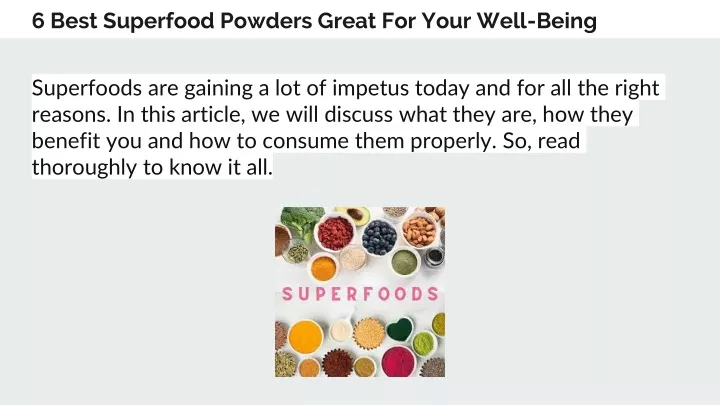 6 best superfood powders great for your well being