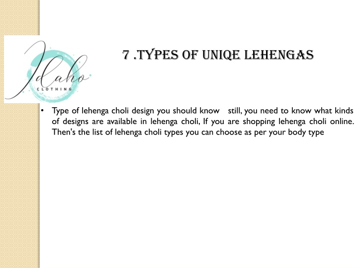 7 types of uniqe lehengas