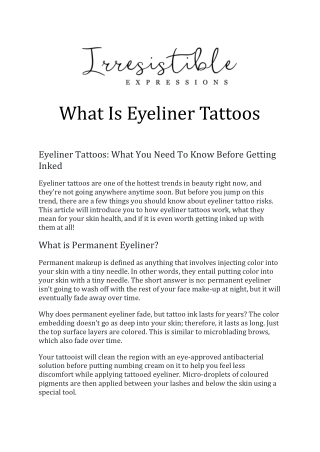 What Is Eyeliner Tattoos