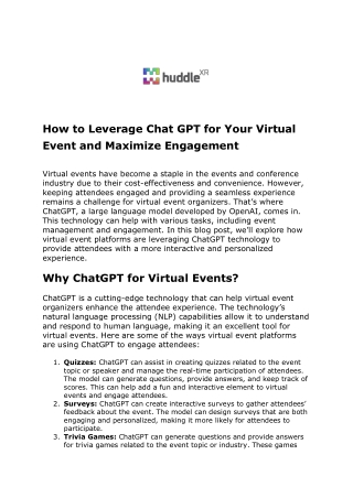 How to Leverage Chat GPT for Your Virtual Event and Maximize Engagement