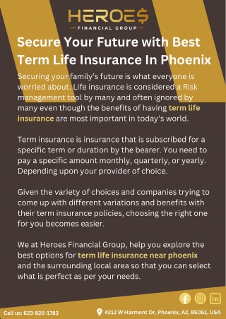 Secure Your Future with Best Term Life Insurance In Phoenix