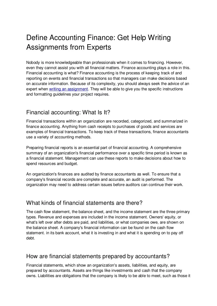 define accounting finance get help writing