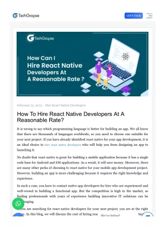 How To Hire React Native Developers At A Reasonable Rate?