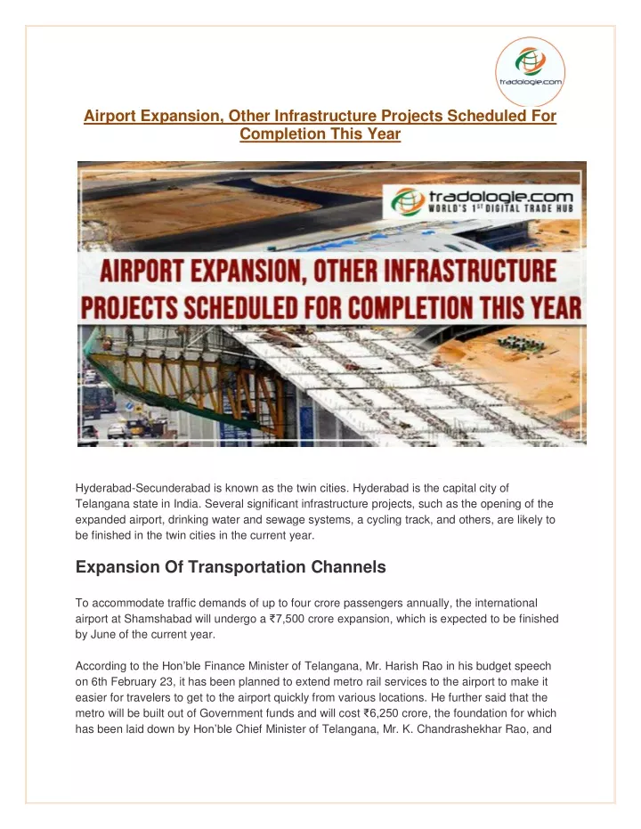 airport expansion other infrastructure projects