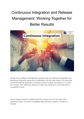 Continuous Integration and Release Management