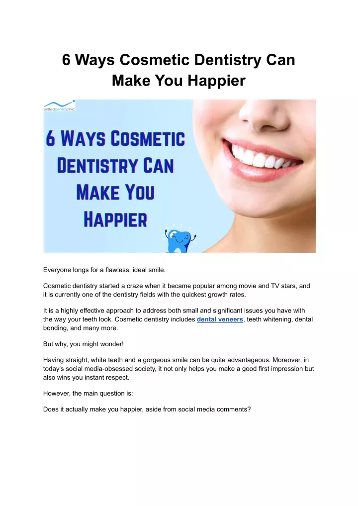 6 ways cosmetic dentistry can make you happier