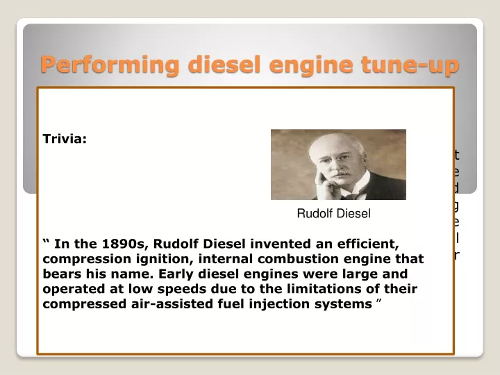 performing diesel engine tune up