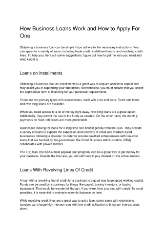 how business loans work and how to apply for one