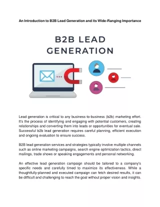 An Introduction to B2B Lead Generation and its Wide-Ranging Importance