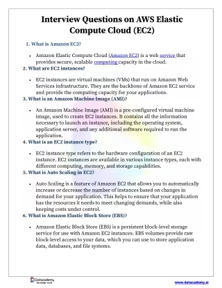 Interview Questions on AWS Elastic Compute Cloud (EC2)