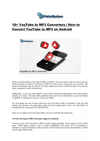 10  YouTube to MP3 Converters How to Convert YouTube to MP3 on Android