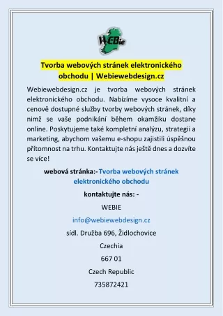 Tvorba webových stránek elektronického obchodu | Webiewebdesign.cz