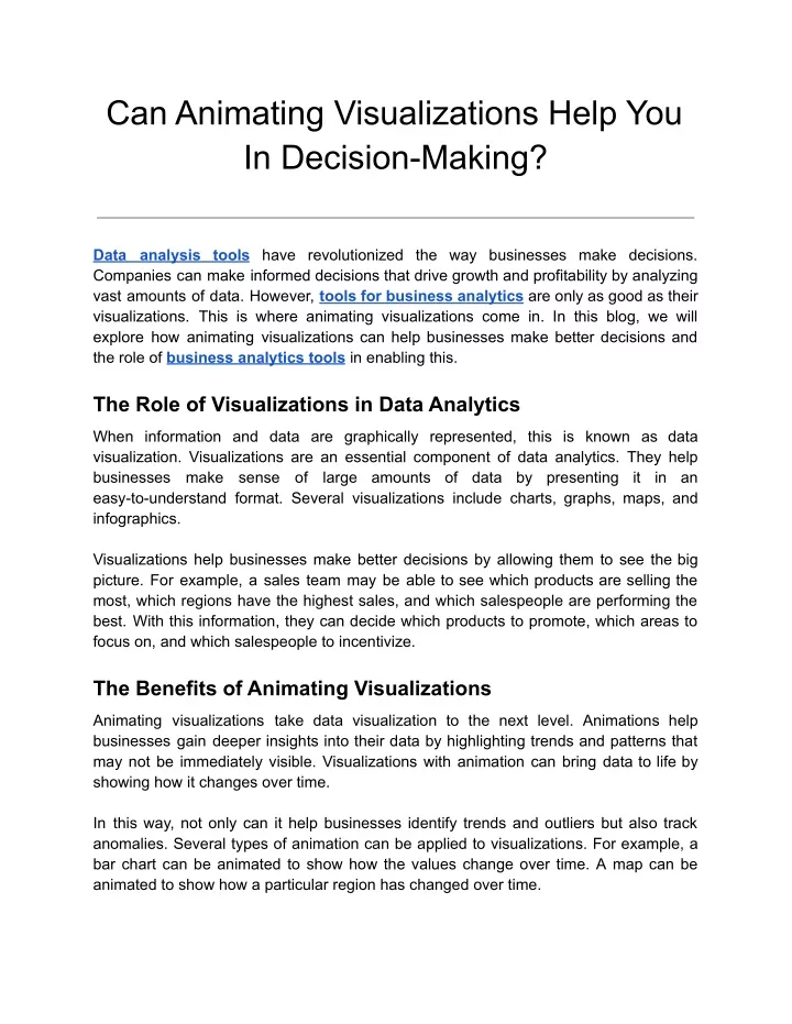 can animating visualizations help you in decision