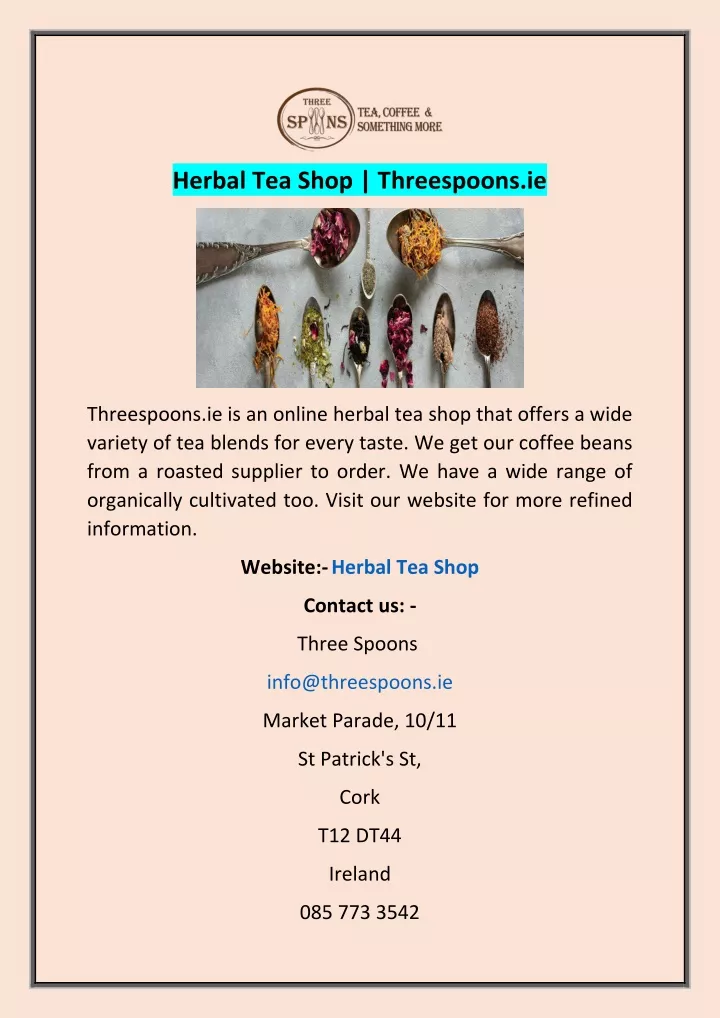 herbal tea shop threespoons ie